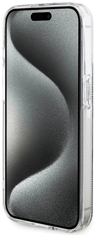 Dėklas GUESS GUHCP15LH4SGW IPHONE 15 PRO 6.1 "BROWN/BROWN HARDCASE IML 4G GOLD STRIPE