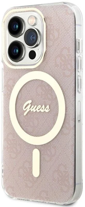 Guess GUHMP15LH4STP Apple iPhone 15 Pro 6.1″ rožinės spalvos kietas dėklas IML 4G MagSafe