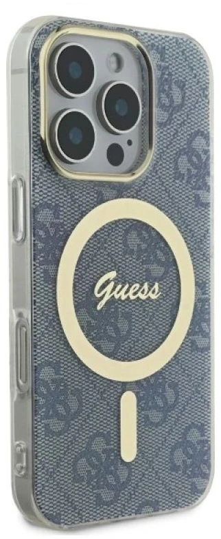 Guess GUHMP16LH4STB Apple iPhone 16 Pro 6.3″ mėlynas kietas dėklas IML 4G MagSafe