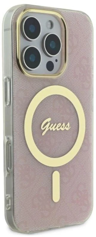 Guess GUHMP16LH4STP Apple iPhone 16 Pro 6.3″ rožinės spalvos kietas dėklas IML 4G MagSafe