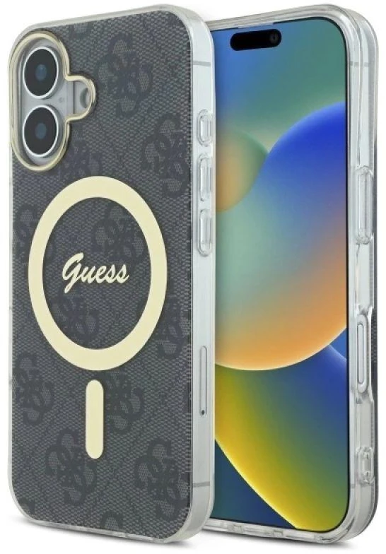 Guess GUHMP16MH4STK Apple iPhone 16 Plus 6.7″ juodos spalvos kietas dėklas IML 4G MagSafe