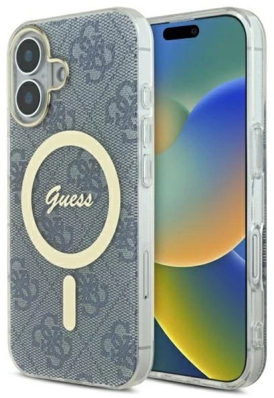 Guess GUHMP16SH4STB Apple iPhone 16 6.1″ mėlynas kietas dėklas IML 4G MagSafe