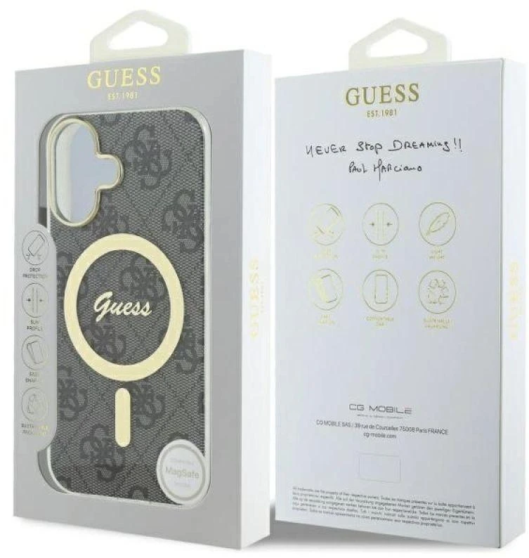 Guess GUHMP16MH4STK Apple iPhone 16 Plus 6.7″ juodos spalvos kietas dėklas IML 4G MagSafe
