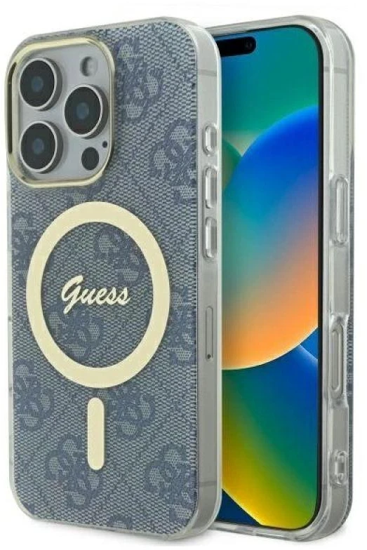 Guess GUHMP16XH4STB Apple iPhone 16 Pro Max 6.9″ mėlynas kietas dėklas IML 4G MagSafe