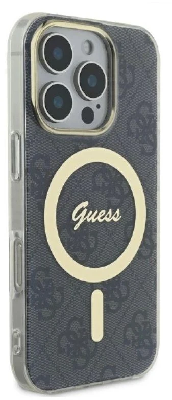 Guess GUHMP16XH4STK Apple iPhone 16 Pro Max 6.9″ juodos spalvos kietas dėklas IML 4G MagSafe