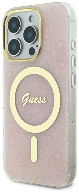 Guess GUHMP16XH4STP Apple iPhone 16 Pro Max 6.9″ rožinės spalvos kietas dėklas IML 4G MagSafe