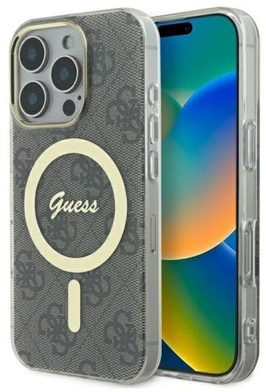 Guess GUHMP16LH4STW Apple iPhone 16 Pro 6.3″ rudos spalvos kietas dėklas IML 4G MagSafe