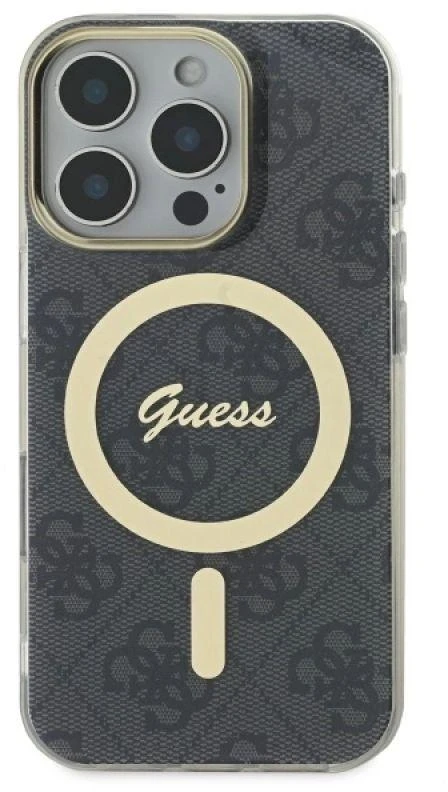Guess GUHMP16XH4STK Apple iPhone 16 Pro Max 6.9″ juodos spalvos kietas dėklas IML 4G MagSafe