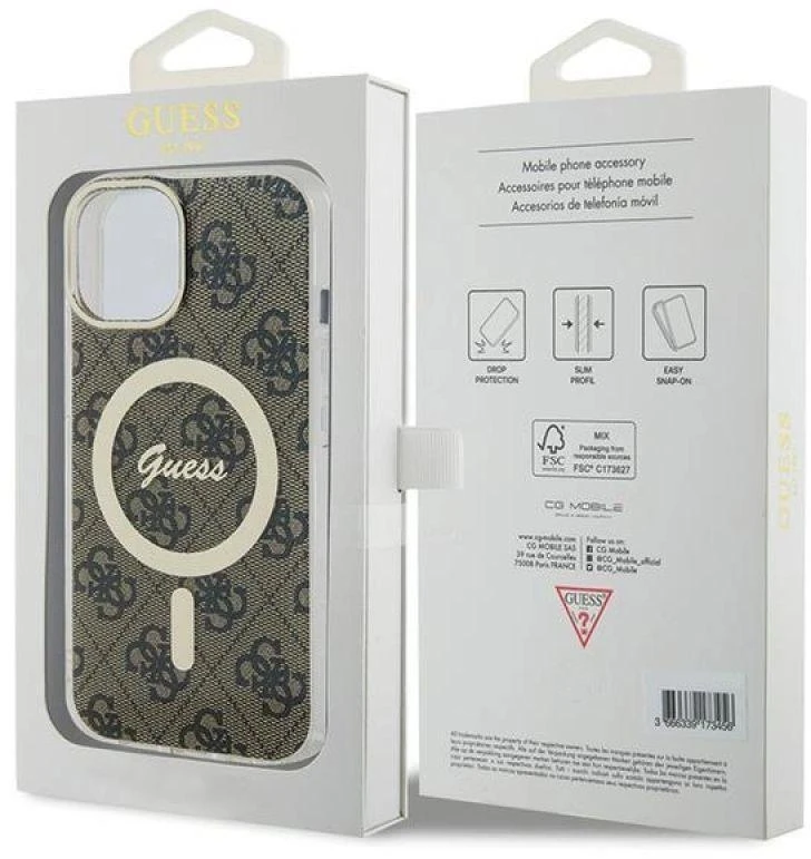 Guess GUHMP15MH4STW Apple iPhone 15 Plu s/ 14 Plus 6.7″ rudos spalvos kietas dėklas IML 4G MagSafe