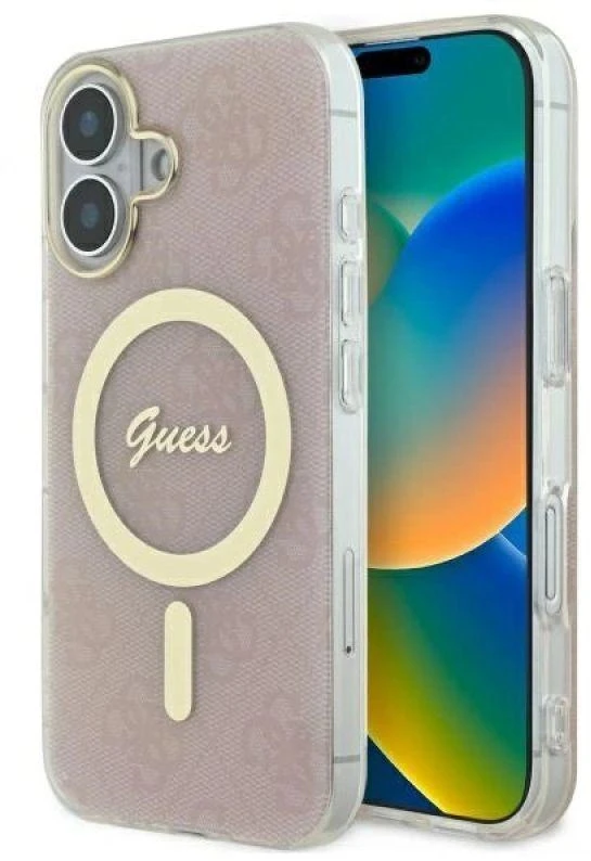 Guess GUHMP16MH4STP Apple iPhone 16 Plus 6.7″ rožinės spalvos kietas dėklas IML 4G MagSafe