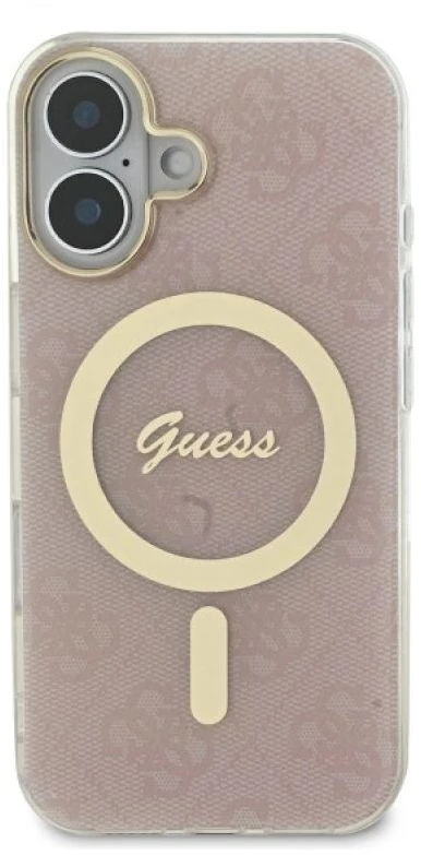Guess GUHMP16MH4STP Apple iPhone 16 Plus 6.7″ rožinės spalvos kietas dėklas IML 4G MagSafe
