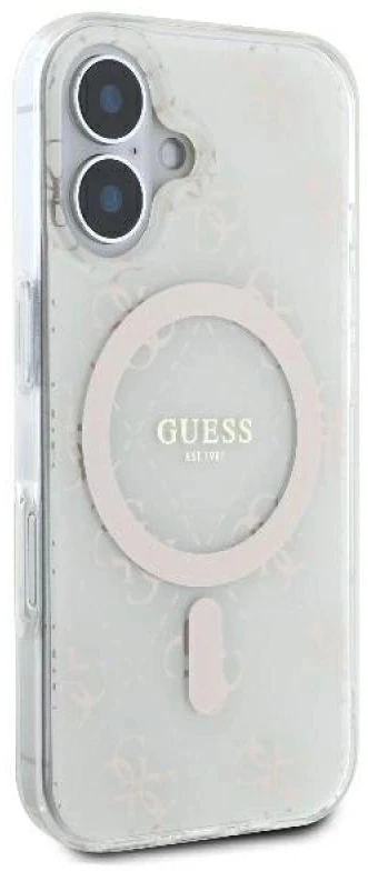 Apple iPhone 16 Plus Guess IML 4G Background MagSafe (GUHMP16MH4DTEH) dėklas telefonui baltos spalvos