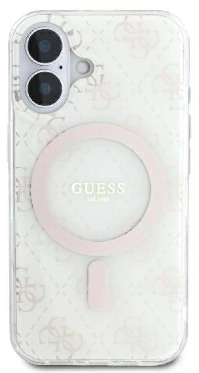 Apple iPhone 16 Plus Guess IML 4G Background MagSafe (GUHMP16MH4DTEH) dėklas telefonui baltos spalvos