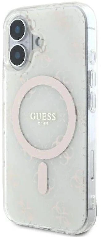 Apple iPhone 16 Plus Guess IML 4G Background MagSafe (GUHMP16MH4DTEH) dėklas telefonui baltos spalvos