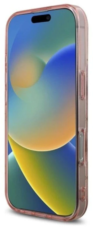 Guess GUHMP16LH4PYEEP Apple iPhone 16 Pro 6.3″ rožinės spalvos kietas dėklas IML Peony On 4G Background MagSafe