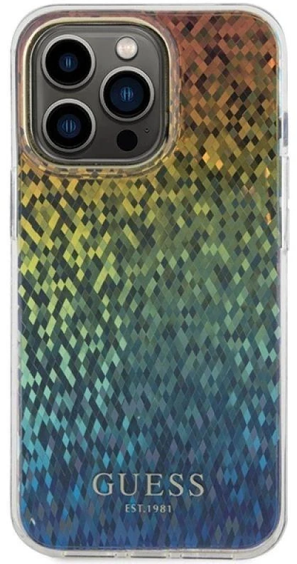 Guess GUHCP15XHDECMI Apple iPhone 15 Pro Max 6.7″ kietas dėklas IML Faceted Mirror Disco Iridescen