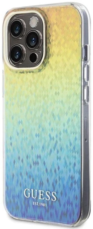 Guess GUHCP15XHDECMI Apple iPhone 15 Pro Max 6.7″ kietas dėklas IML Faceted Mirror Disco Iridescen