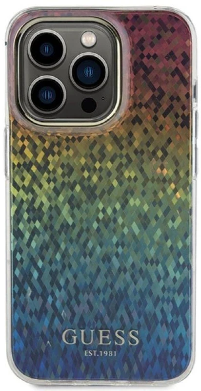 Dėklas GUESS GUHCP15LHDECMI IPHONE 15 PRO 6.1 "DAUGIAspalvis KIETAS DĖLIS IML FACETED MIRROR DISCO IRIDESCENT