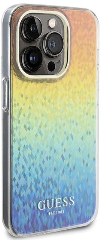 Dėklas GUESS GUHCP15LHDECMI IPHONE 15 PRO 6.1 "DAUGIAspalvis KIETAS DĖLIS IML FACETED MIRROR DISCO IRIDESCENT