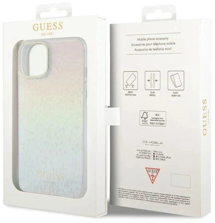 Guess IML Faceted Mirror Disco Iridescent dėklas iPhone 15 - įvairiaspalvis