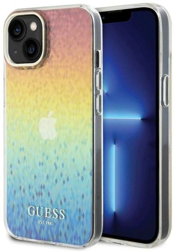 Guess IML Faceted Mirror Disco Iridescent dėklas iPhone 15 - įvairiaspalvis