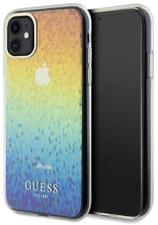 Guess GUHCN61HDECMI Apple iPhone 11 / Xr 6.1″ kietas dėklas IML Faceted Mirror Disco Iridescent