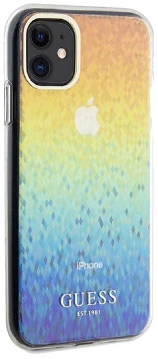 Guess GUHCN61HDECMI Apple iPhone 11 / Xr 6.1″ kietas dėklas IML Faceted Mirror Disco Iridescent