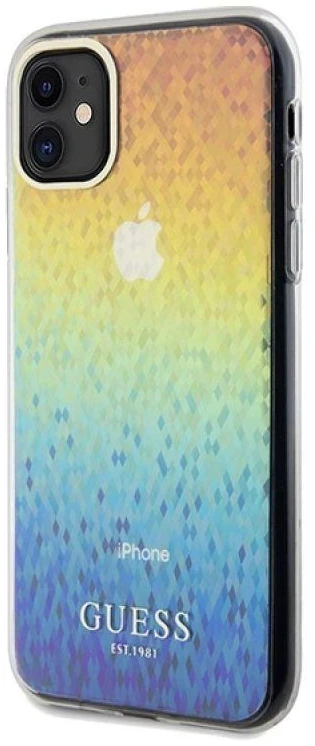 Guess GUHCN61HDECMI Apple iPhone 11 / Xr 6.1″ kietas dėklas IML Faceted Mirror Disco Iridescent
