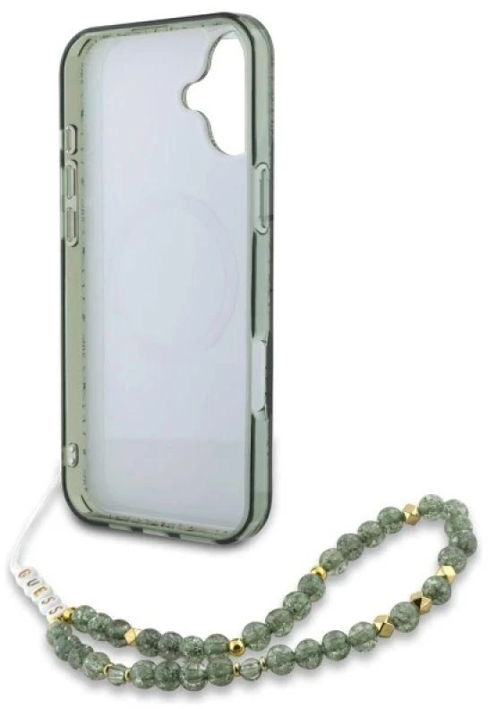 Guess GUHMP16SHCPOFPA Apple iPhone 16 6.1″ žalias kietas dėklas IML Flowers Allover Electro With Pearl St