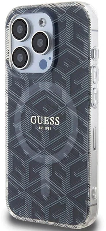 Dėklas GUESS GUHMP15LHGCUSTGK IPHONE 15 PRO 6.1 "Juodas/Juodas HARDCASE IML GCUBE MAGSAFE