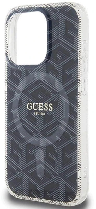 Dėklas GUESS GUHMP15LHGCUSTGK IPHONE 15 PRO 6.1 "Juodas/Juodas HARDCASE IML GCUBE MAGSAFE