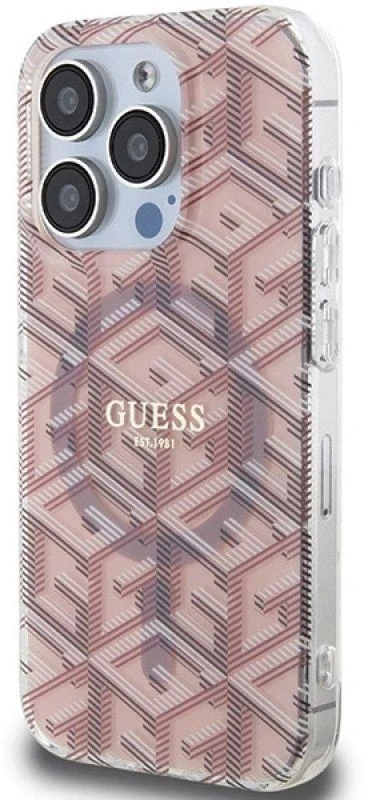 Dėklas GUESS GUHMP15XHGCUSTGP IPHONE 15 PRO MAX 6.7 "Rožinis/Rožinis HARDCASE IML GCUBE MAGSAFE