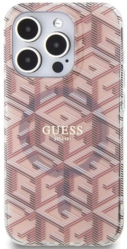 Dėklas GUESS GUHMP15XHGCUSTGP IPHONE 15 PRO MAX 6.7 "Rožinis/Rožinis HARDCASE IML GCUBE MAGSAFE