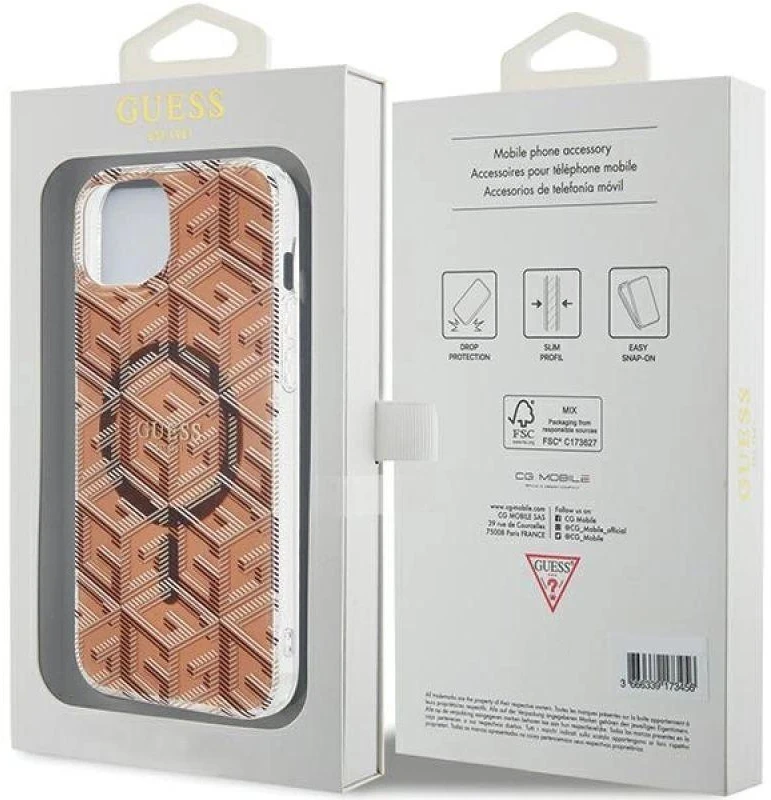 GUESS GUHMP15SHGCUSTGW IPHONE 15/14/13 6.1" RUDAS / RUDAS KIETAS DĖKLAS IML GCUBE MAGSAFE