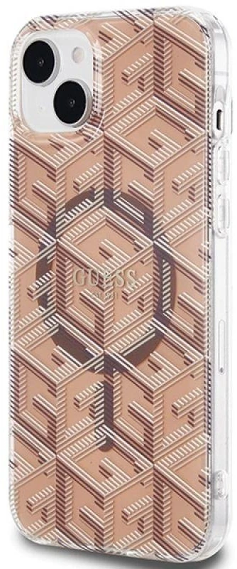 Dėklas GUESS GUHMP15MHGCUSTGW IPHONE 15 PLUS / 14 PLUS 6.7 "BROWN / BROWN HARDCASE IML GCUBE MAGSAFE