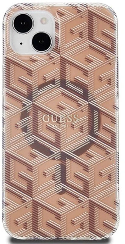 Dėklas GUESS GUHMP15MHGCUSTGW IPHONE 15 PLUS / 14 PLUS 6.7 "BROWN / BROWN HARDCASE IML GCUBE MAGSAFE