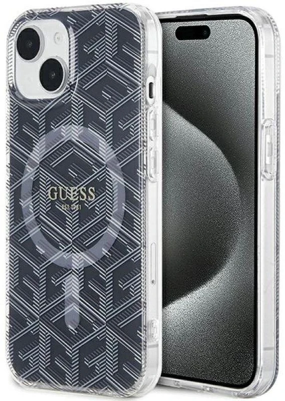 Dėklas GUESS GUHMP15MHGCUSTGK IPHONE 15 PLUS / 14 PLUS 6.7 "Juodas / Juodas HARDCASE IML GCUBE MAGSAFE