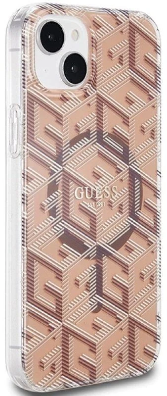Dėklas GUESS GUHMP15MHGCUSTGW IPHONE 15 PLUS / 14 PLUS 6.7 "BROWN / BROWN HARDCASE IML GCUBE MAGSAFE