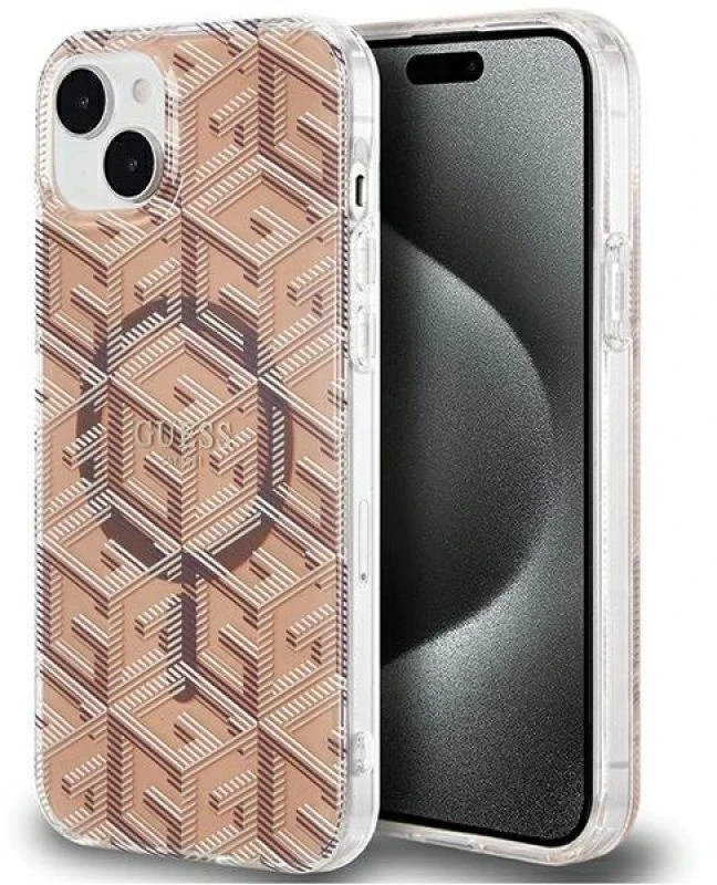 Dėklas GUESS GUHMP15MHGCUSTGW IPHONE 15 PLUS / 14 PLUS 6.7 "BROWN / BROWN HARDCASE IML GCUBE MAGSAFE