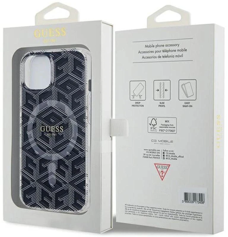Dėklas GUESS GUHMP15MHGCUSTGK IPHONE 15 PLUS / 14 PLUS 6.7 "Juodas / Juodas HARDCASE IML GCUBE MAGSAFE