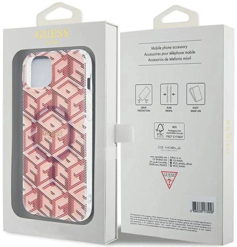 Dėklas GUESS GUHMP15MHGCUSTGP IPHONE 15 PLUS / 14 PLUS 6.7 "Rožinis / Rožinis HARDCASE IML GCUBE MAGSAFE