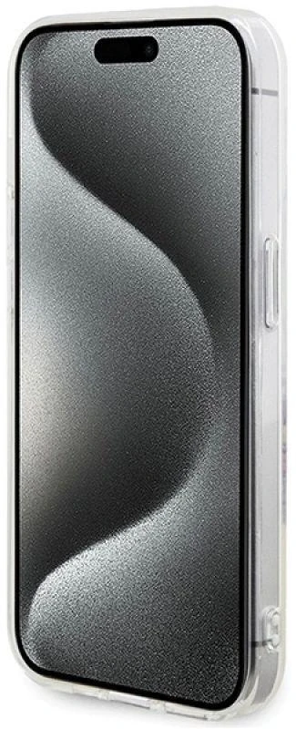 GUESS GUHMP15XHFWFFCT IPHONE 15 PRO MAX 6,7 col. permatomas kietas dėklas IML FLOWERS WREATCH MAGSAFE