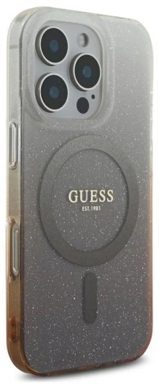 Guess IML Glitter Gradient MagSafe Apple iPhone 16 Pro Case – dėklas telefonui rudos spalvos