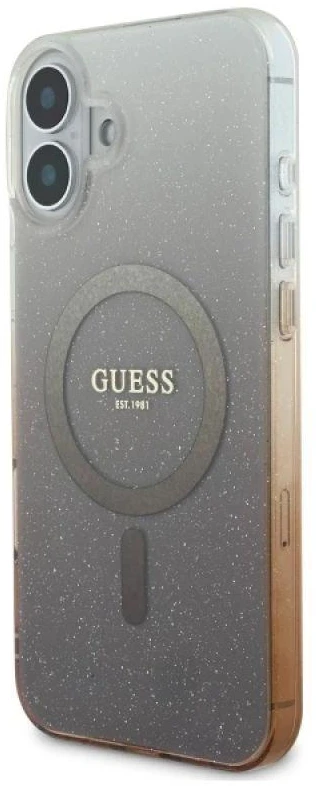 Guess IML Glitter Gradient MagSafe Apple iPhone 16 Case – dėklas telefonui rudos spalvos