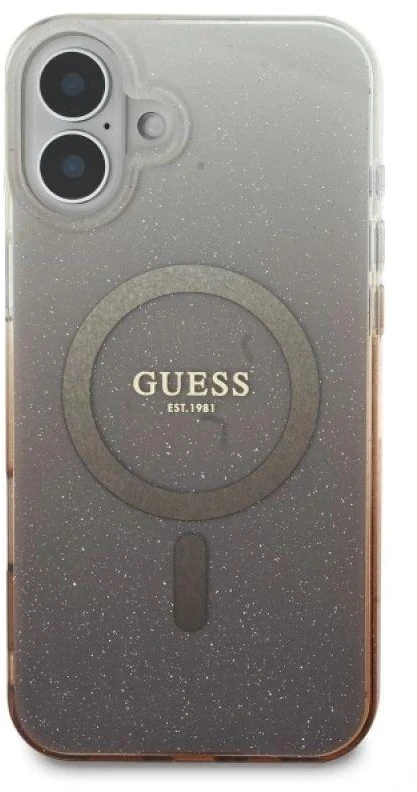 Guess IML Glitter Gradient MagSafe Apple iPhone 16 Case – dėklas telefonui rudos spalvos