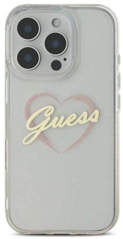 Guess GUHCP16LHCHGSPT Apple iPhone 16 Pro 6.3″ skaidrus kietas dėklas IML Heart