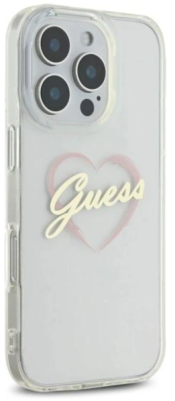 Guess GUHCP16LHCHGSPT Apple iPhone 16 Pro 6.3″ skaidrus kietas dėklas IML Heart