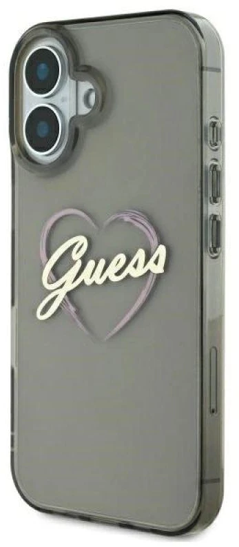 Guess GUHCP16SHCHGSPK Apple iPhone 16 6.1″ juodos spalvos kietas dėklas IML Heart