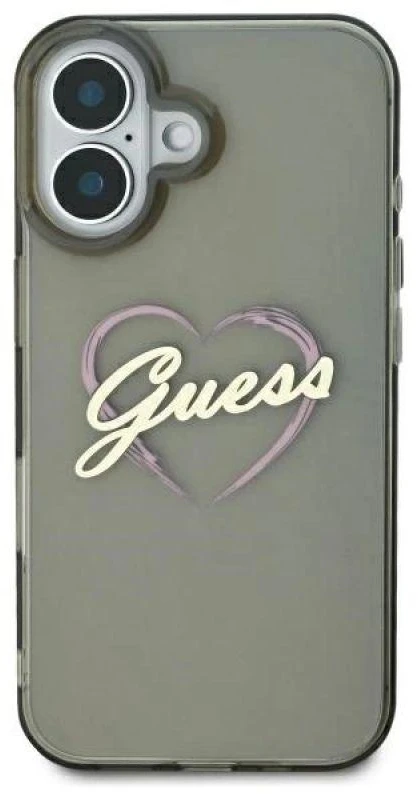 Guess GUHCP16SHCHGSPK Apple iPhone 16 6.1″ juodos spalvos kietas dėklas IML Heart