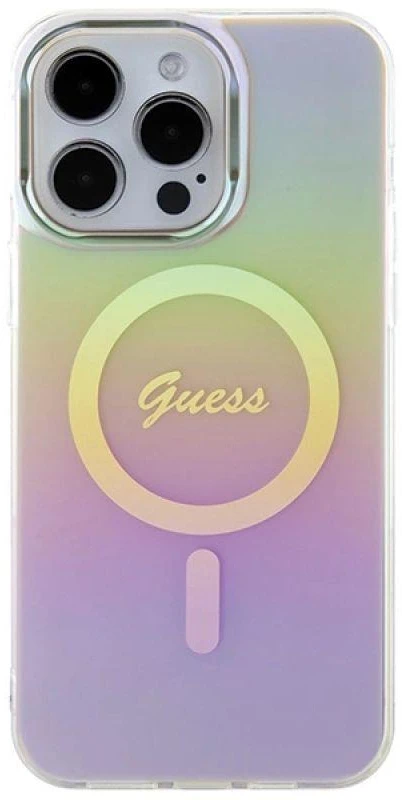 Guess IML Iridescent MagSafe dėklas iPhone 15 Pro - rožinis